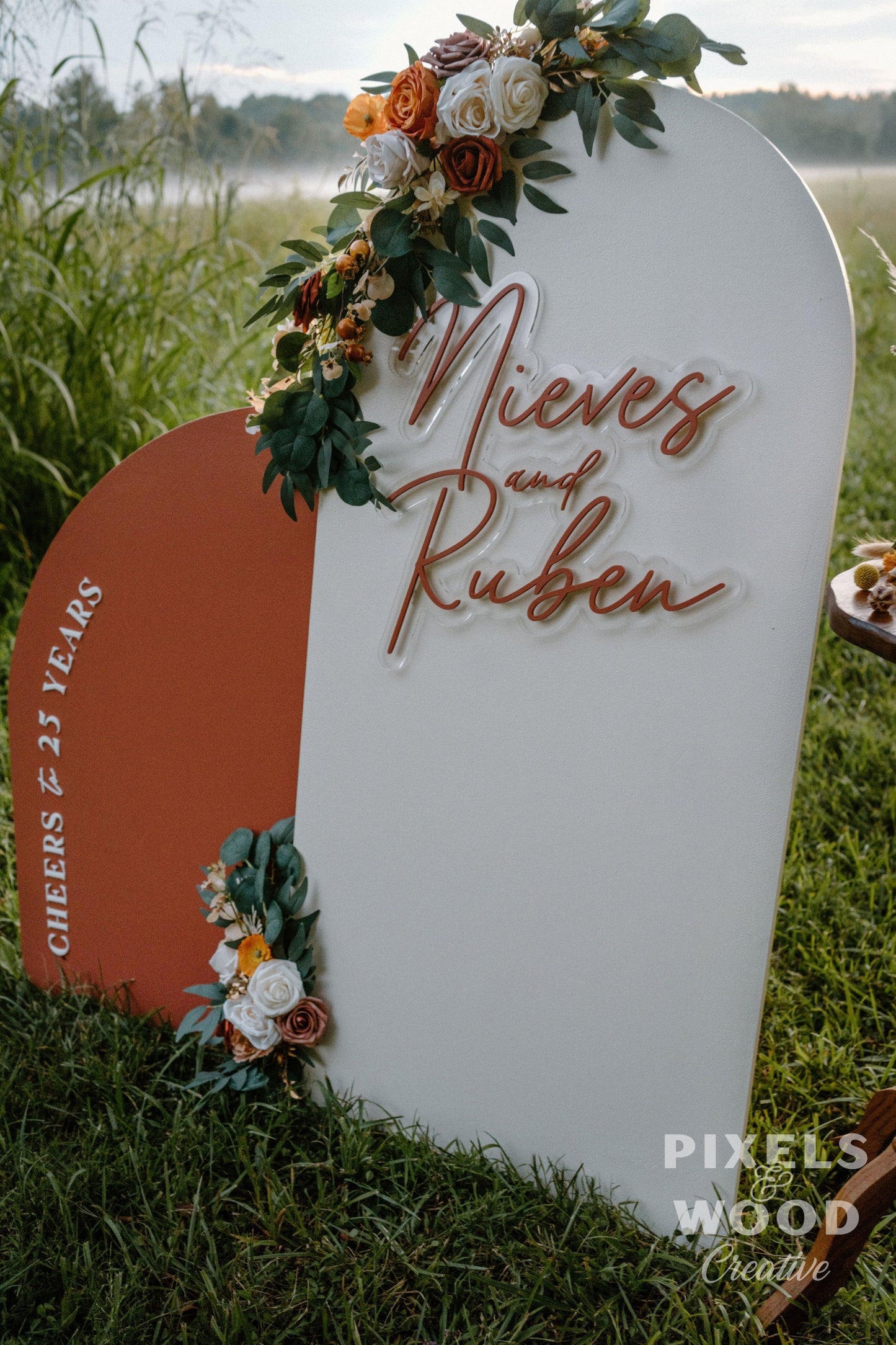 RENTAL 3D Large Wood Arch Set Wedding and Event Signage with Custom Lettering