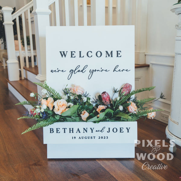 A-Frame Flower Box Wedding Welcome Sign - Logo Sign – Pixels and Wood