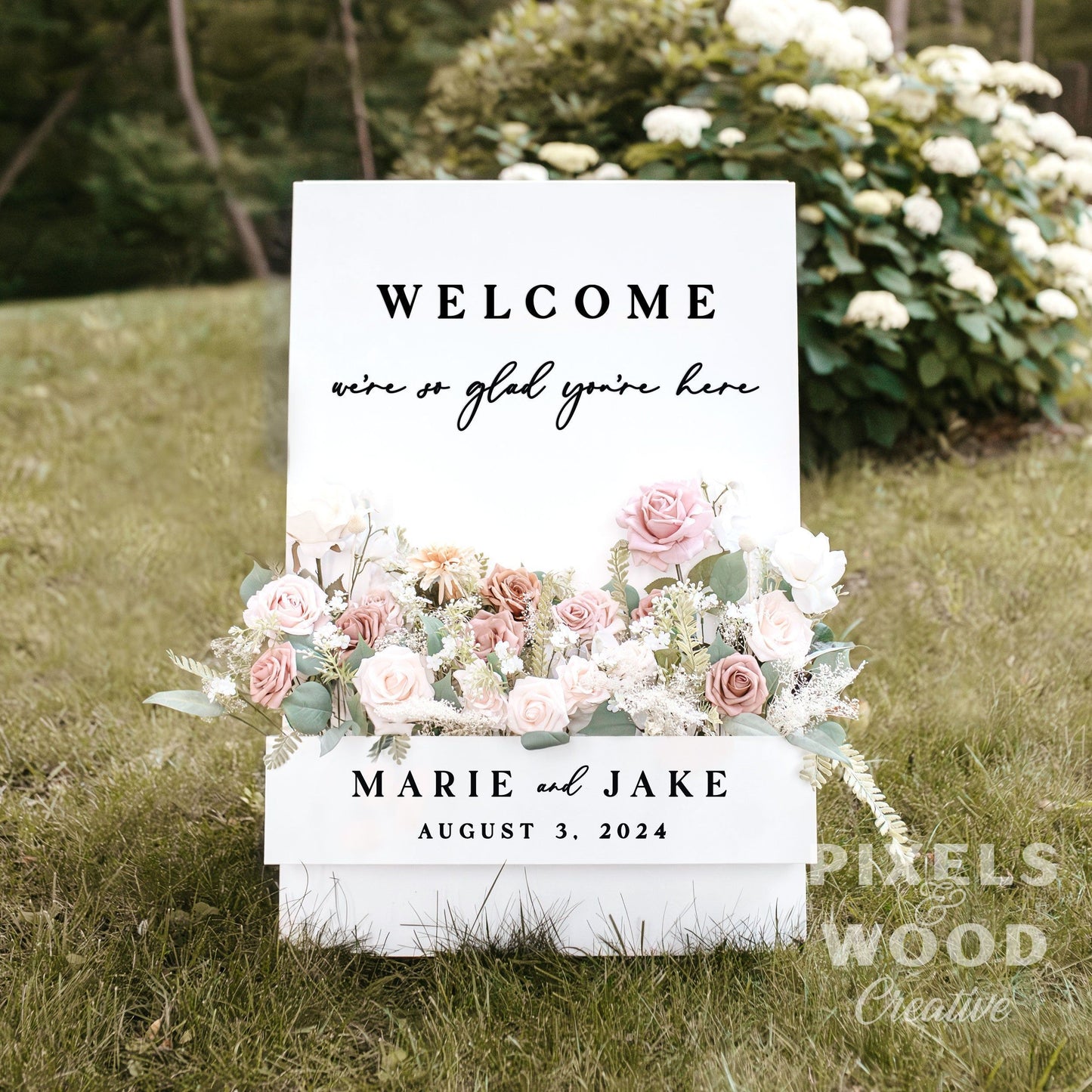 A-Frame Flower Box Wedding Welcome Sign - Logo Sign