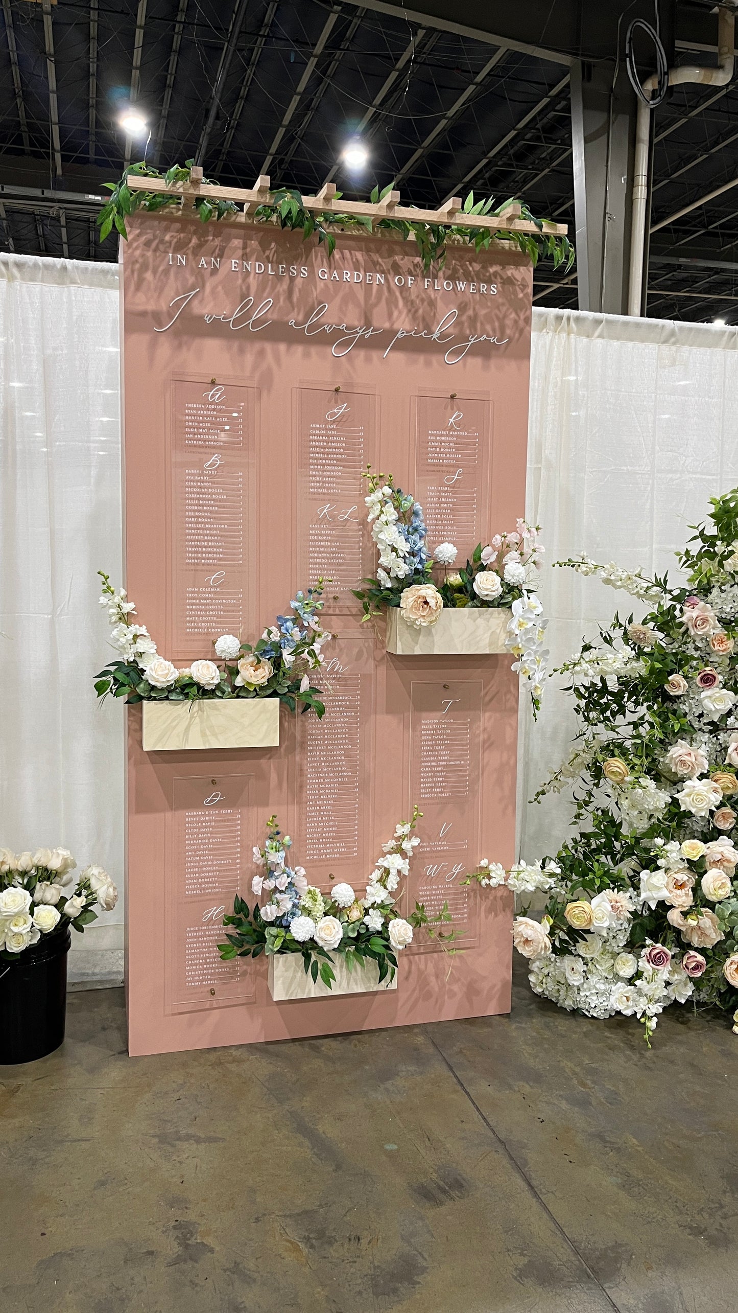 RENTAL 4x8ft Custom Seating Chart Display with Flower Boxes