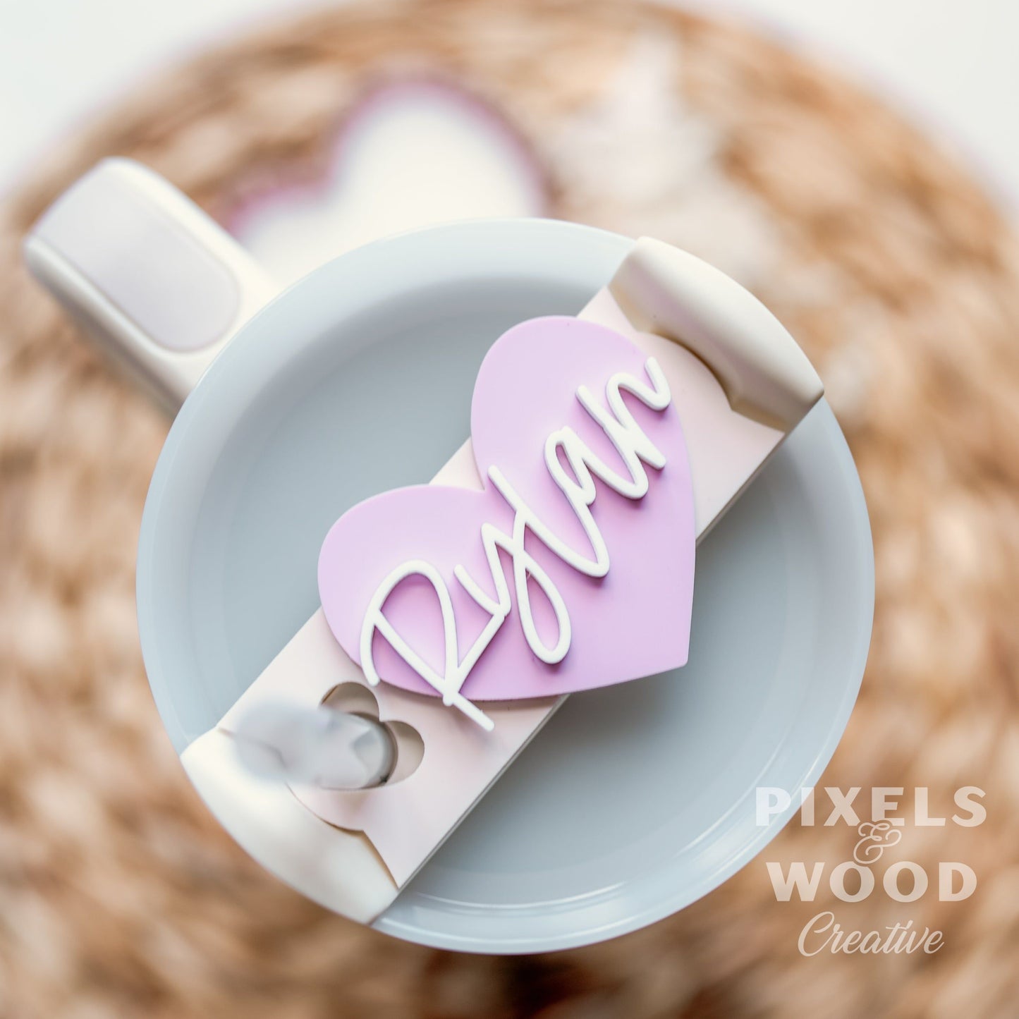 Valentine Heart Stanley Quencher Acrylic Name Tag