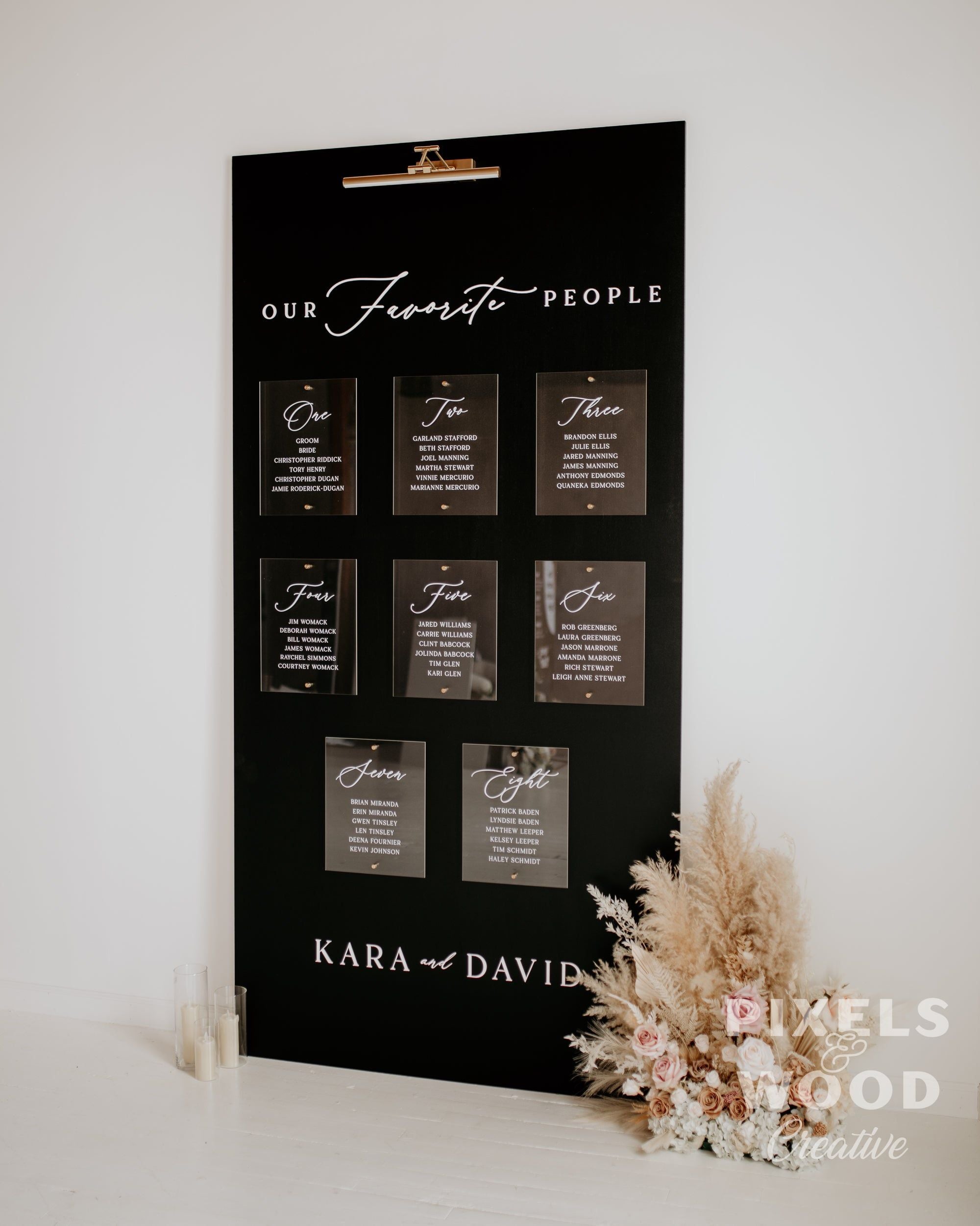 RENTAL 4x8ft Custom Seating Chart Display – Pixels and Wood