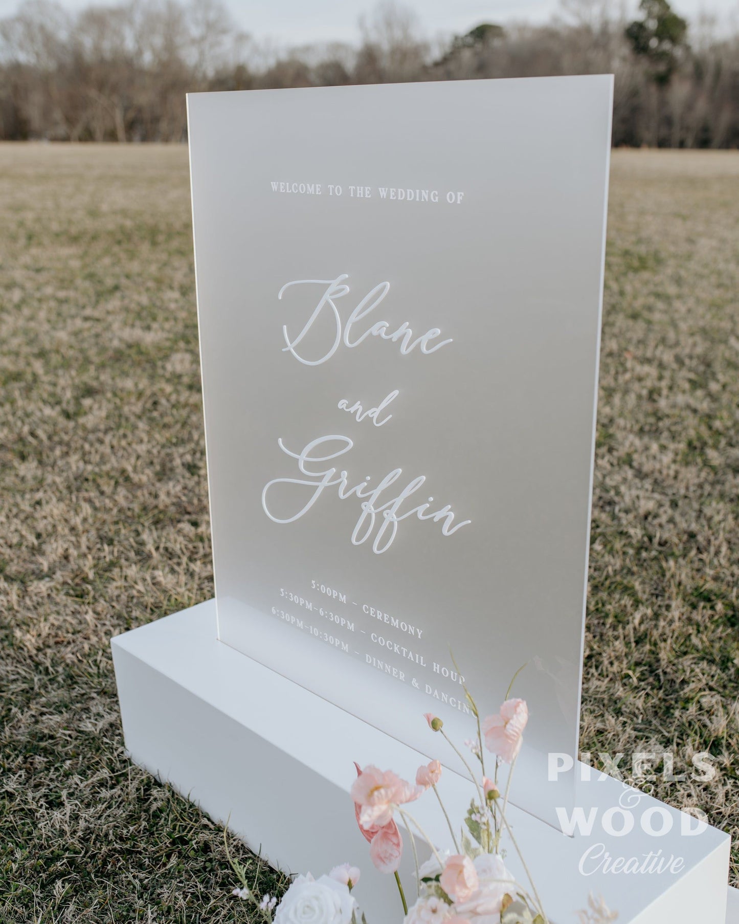 Modern Acrylic Sign with Box Base Wedding and Event Signage - Large