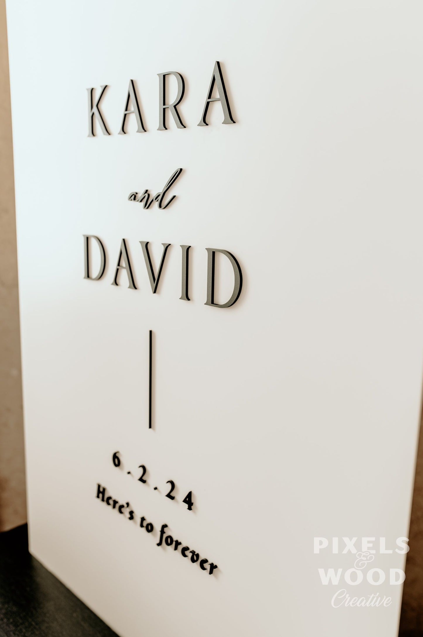 Tall Box Base Modern Acrylic Wedding Sign