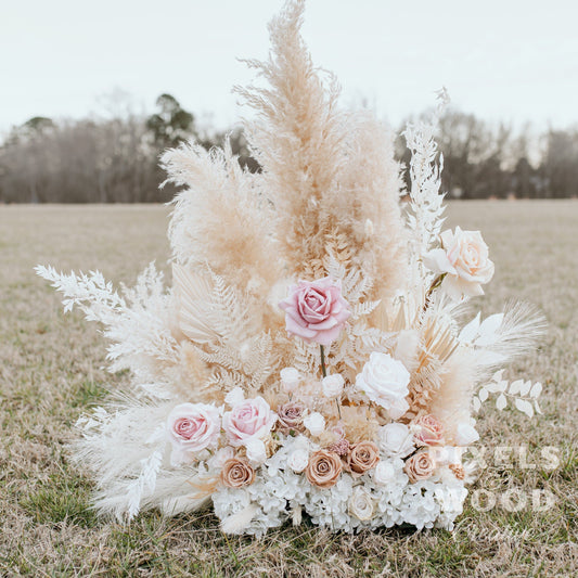 RENTAL Harmony Pampas & Dried Roses Collection Floral Arrangement