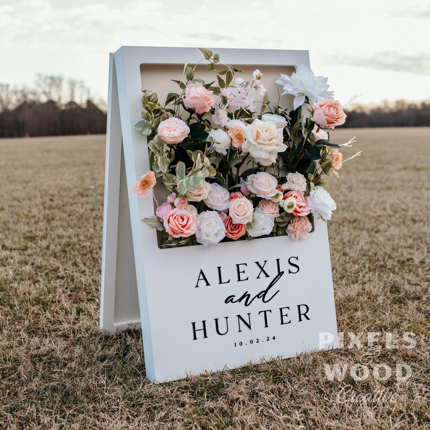 Polaroid A-Frame Flower Box Sign - Welcome Personalized Sign - Wedding/Event