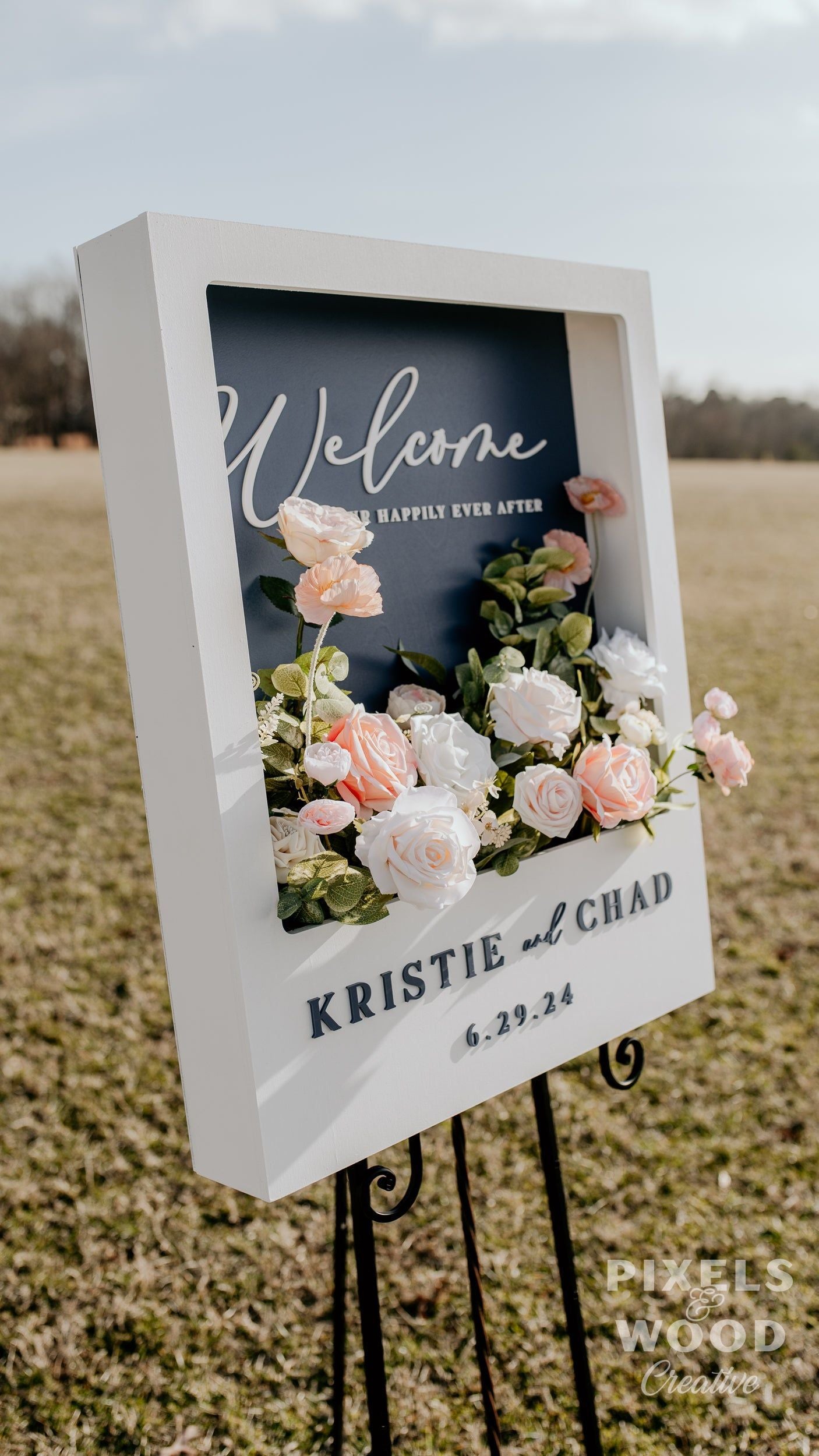 Polaroid Style Flower Box Welcome Sign