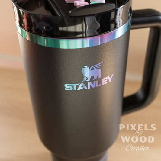 Black Chroma Engraved Stanley Cup Tumbler with Handle- Limited Edition