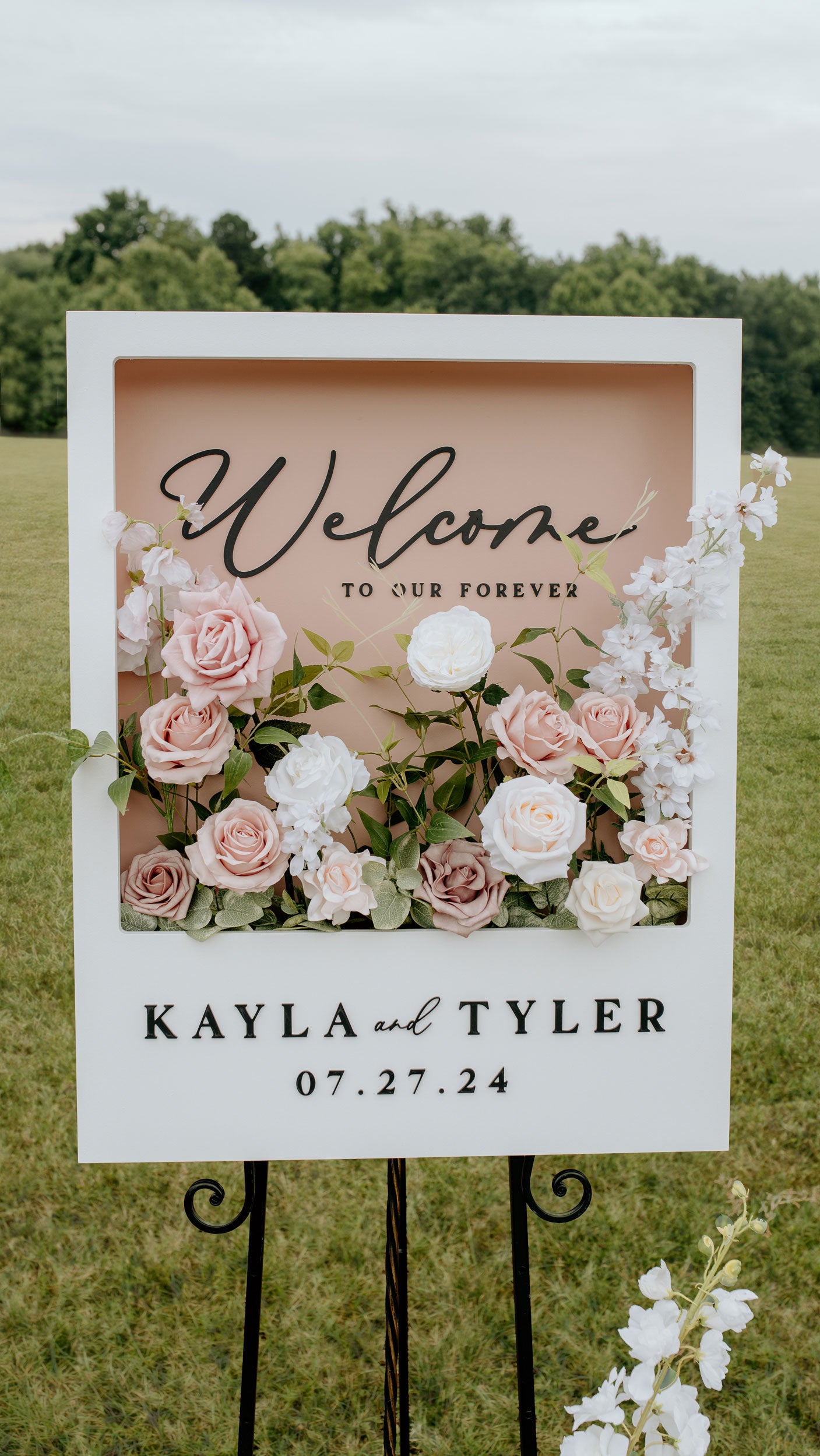 Polaroid Style Flower Box Welcome Sign