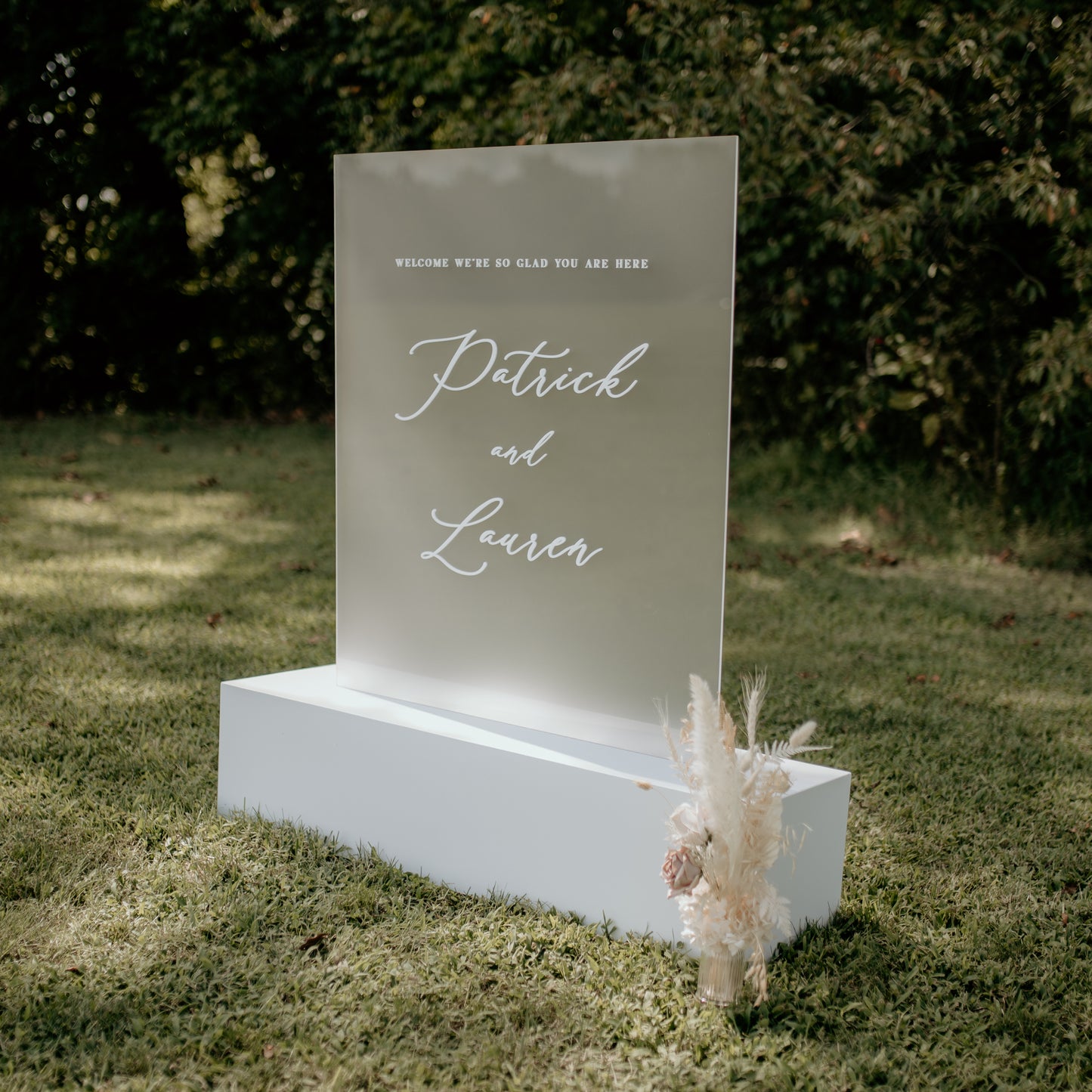 Modern Acrylic Sign with Box Base Wedding and Event Signage - Large