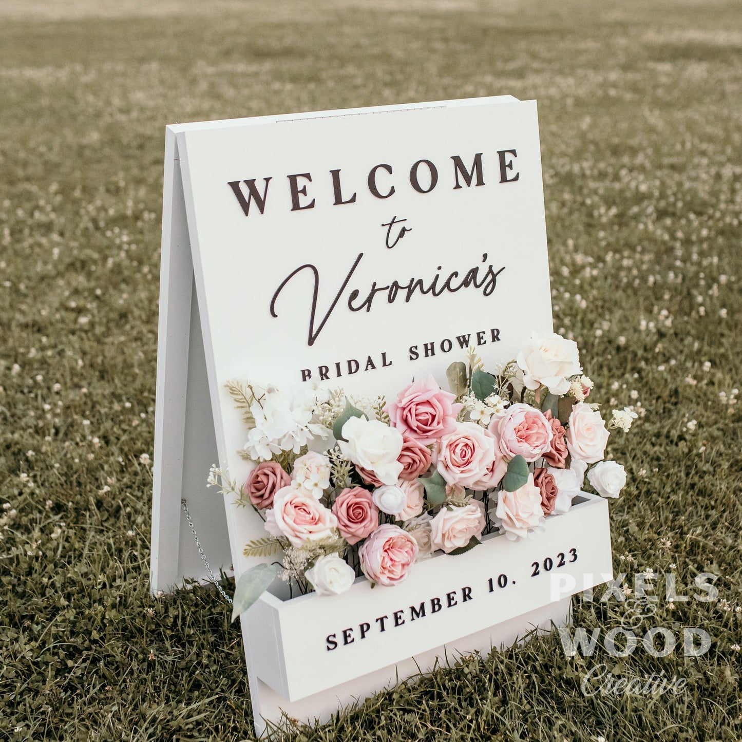 RENTAL A-Frame Flower Box Welcome Sign with Custom Lettering