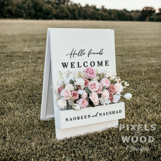 RENTAL A-Frame Flower Box Welcome Sign with Custom Lettering