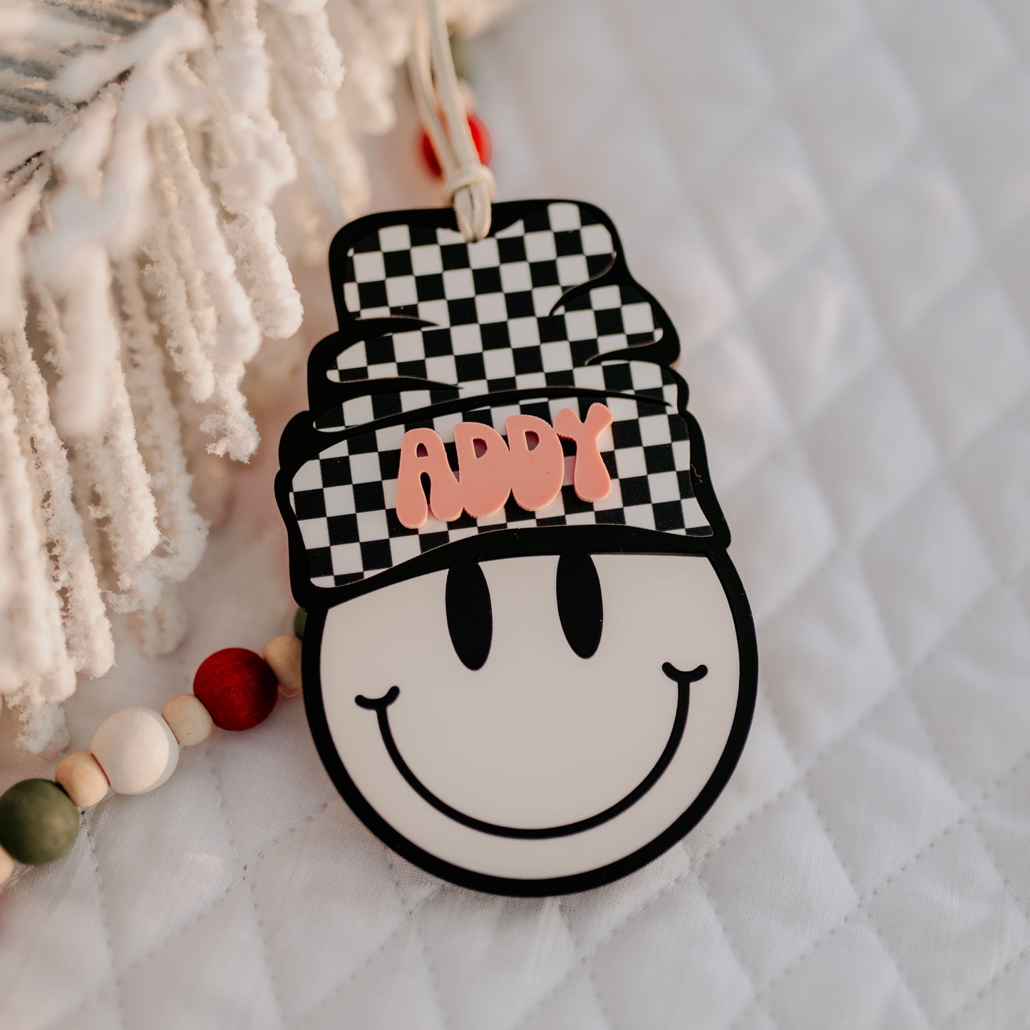 Smiley Face Wearing Beanie Personalized Ornament