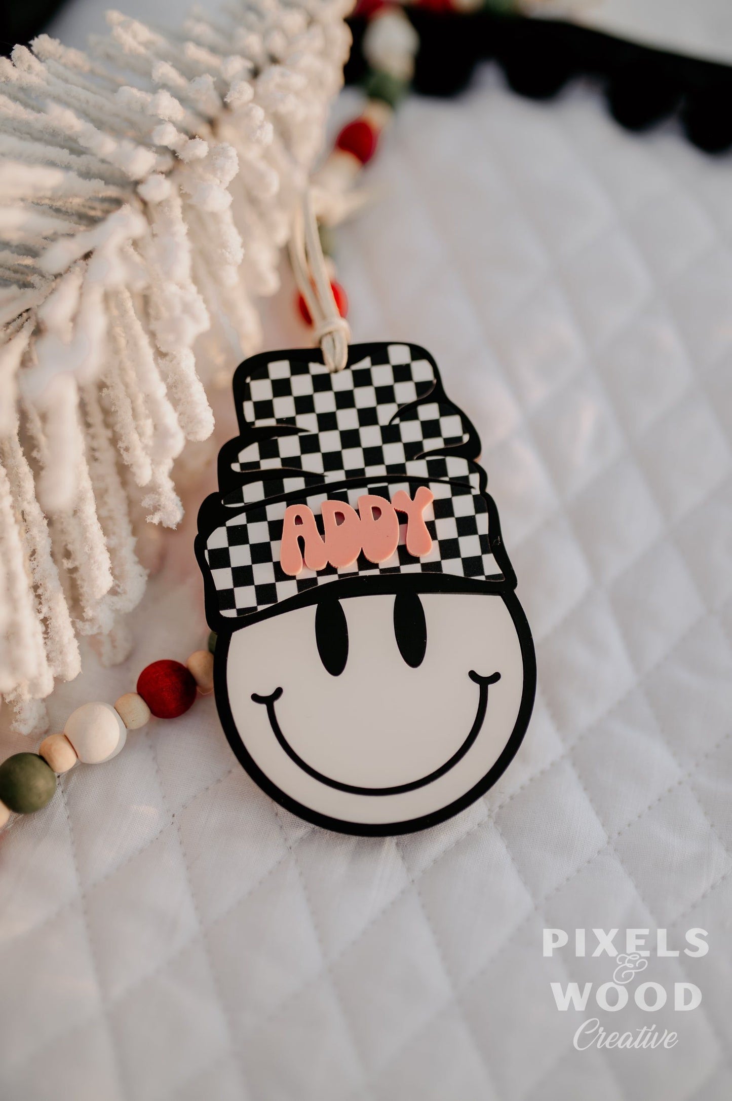 Smiley Face Wearing Beanie Personalized Ornament