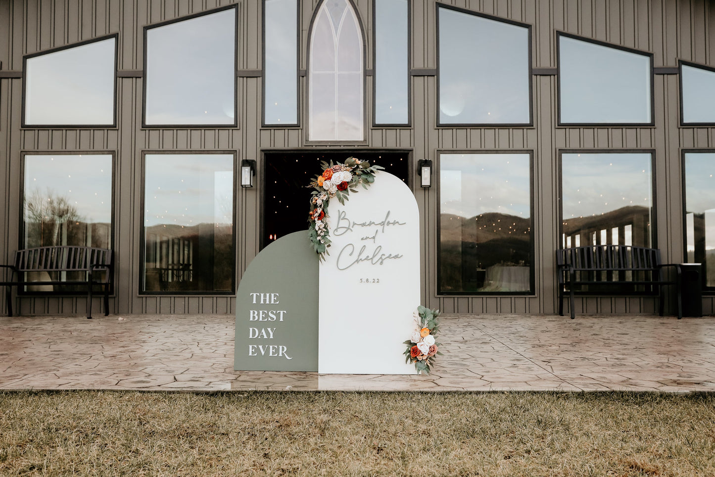 RENTAL 3D Large Wood Arch Set Wedding and Event Signage with Custom Lettering