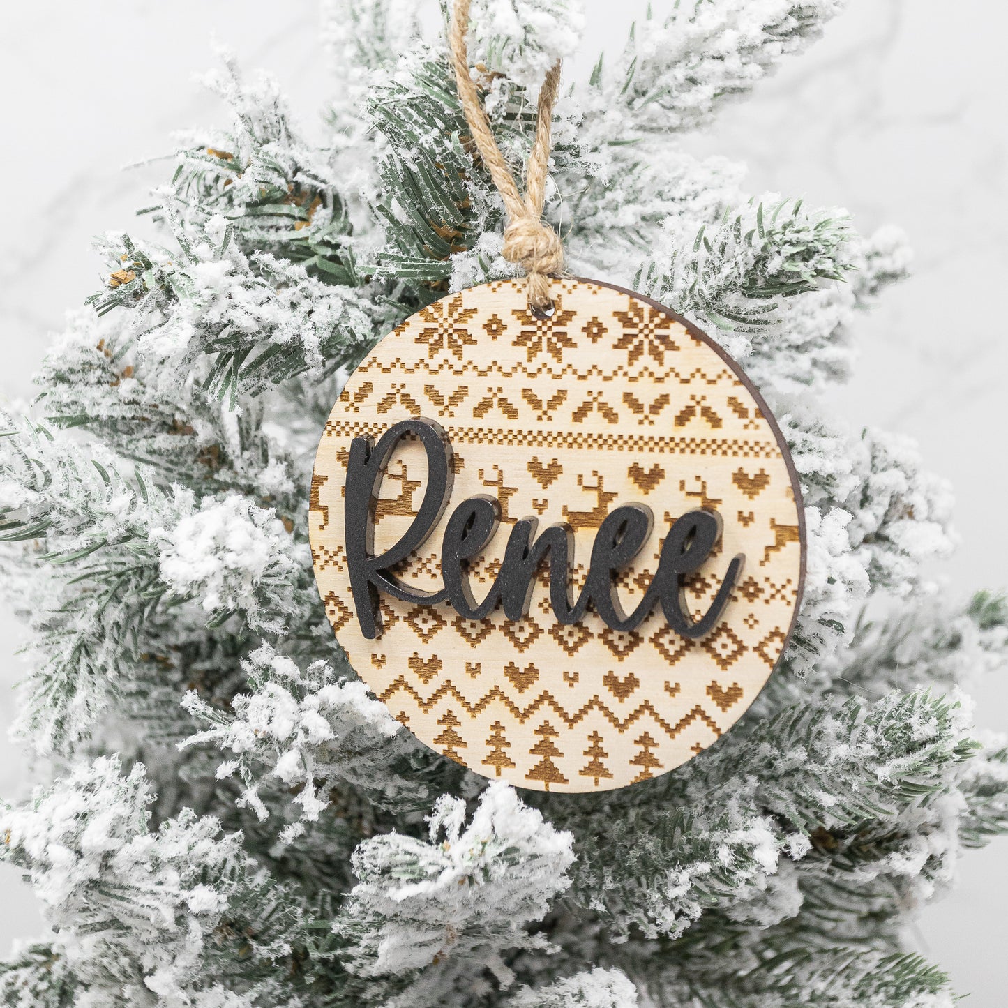 3D Pattern Personalized Wood Ornament