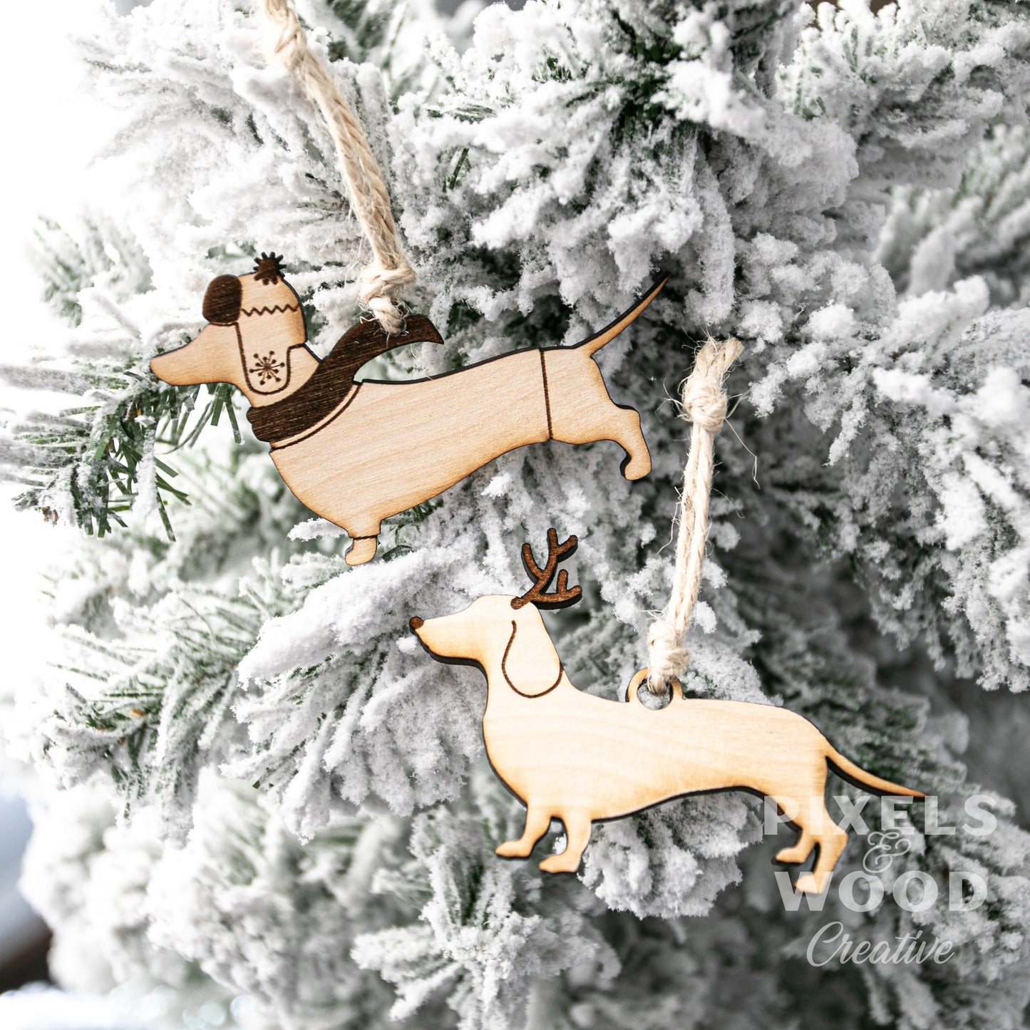 Dachshund Wiener Dog Wood Ornament