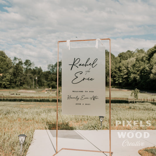 Hanging Acrylic Wedding Sign (with or without) Stand