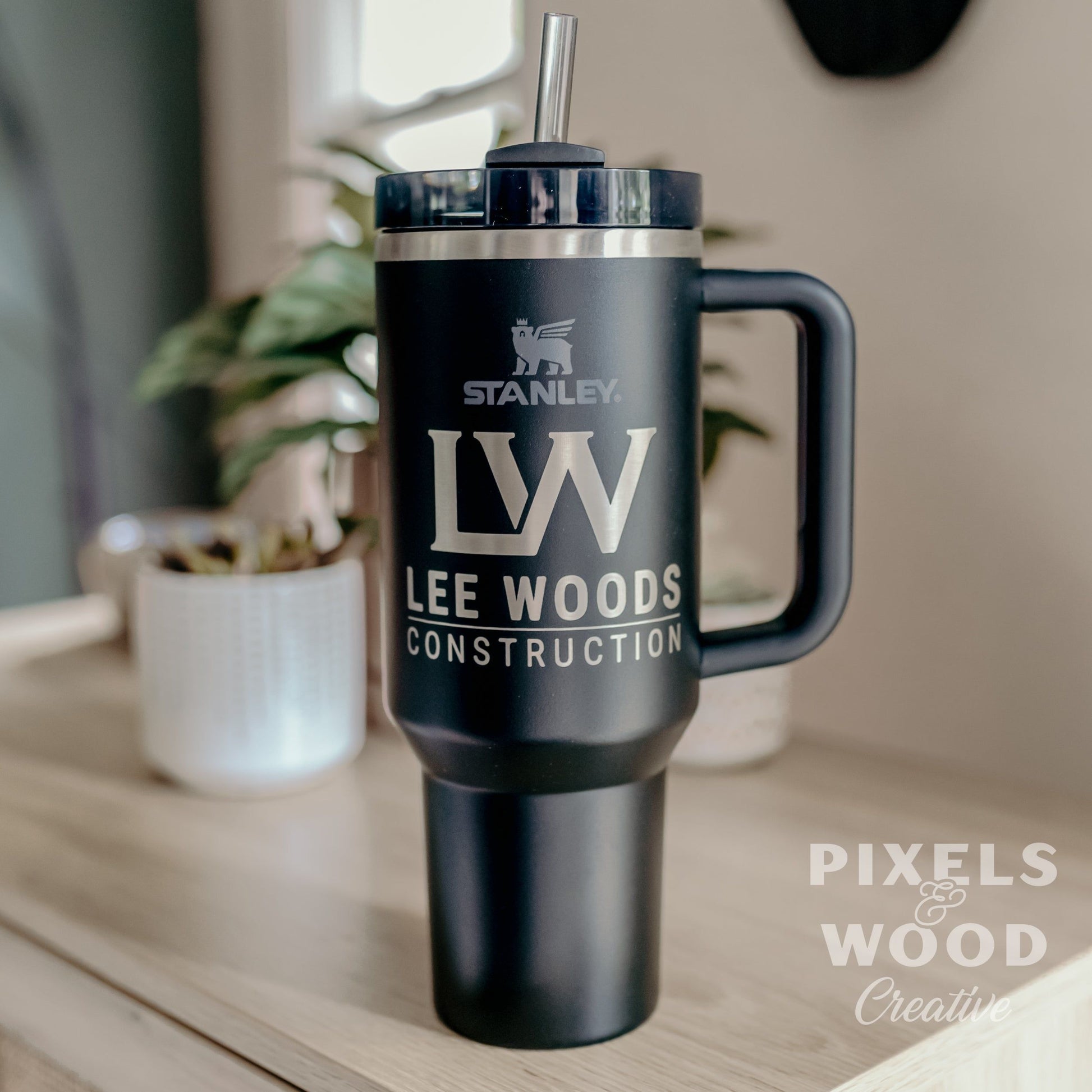 40oz Engraved Stanley Cup Tumbler with Handle – Pixels and Wood
