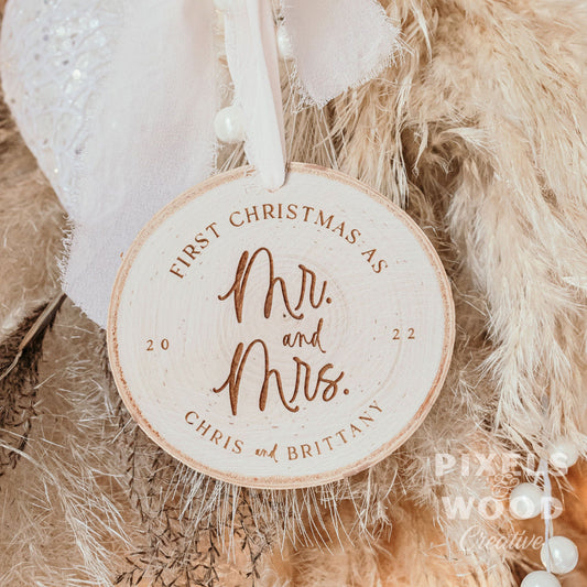 First Christmas as Mr and Mrs Ornament- Script