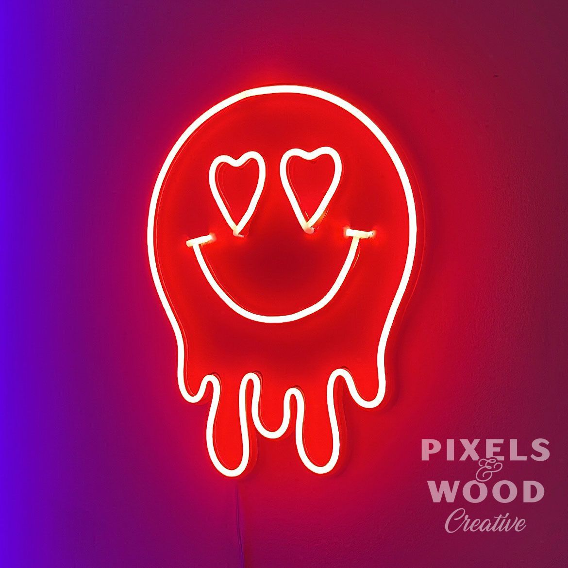 Dripping Smiley Face Neon LED Sign